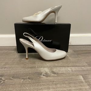 NIB Delman White Leather Slingback pumps size 8.5